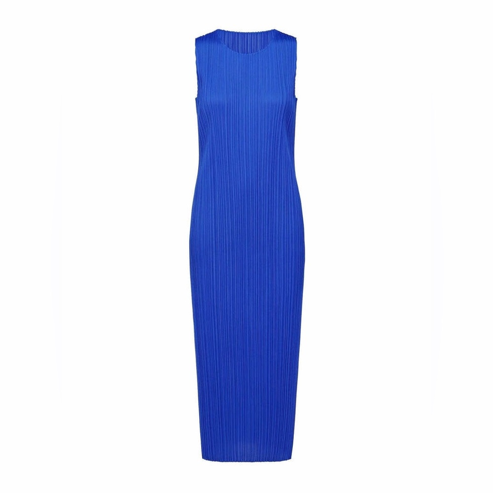 Pleats Please Issey Miyake Blue Sleeveless midi Dress sz 2